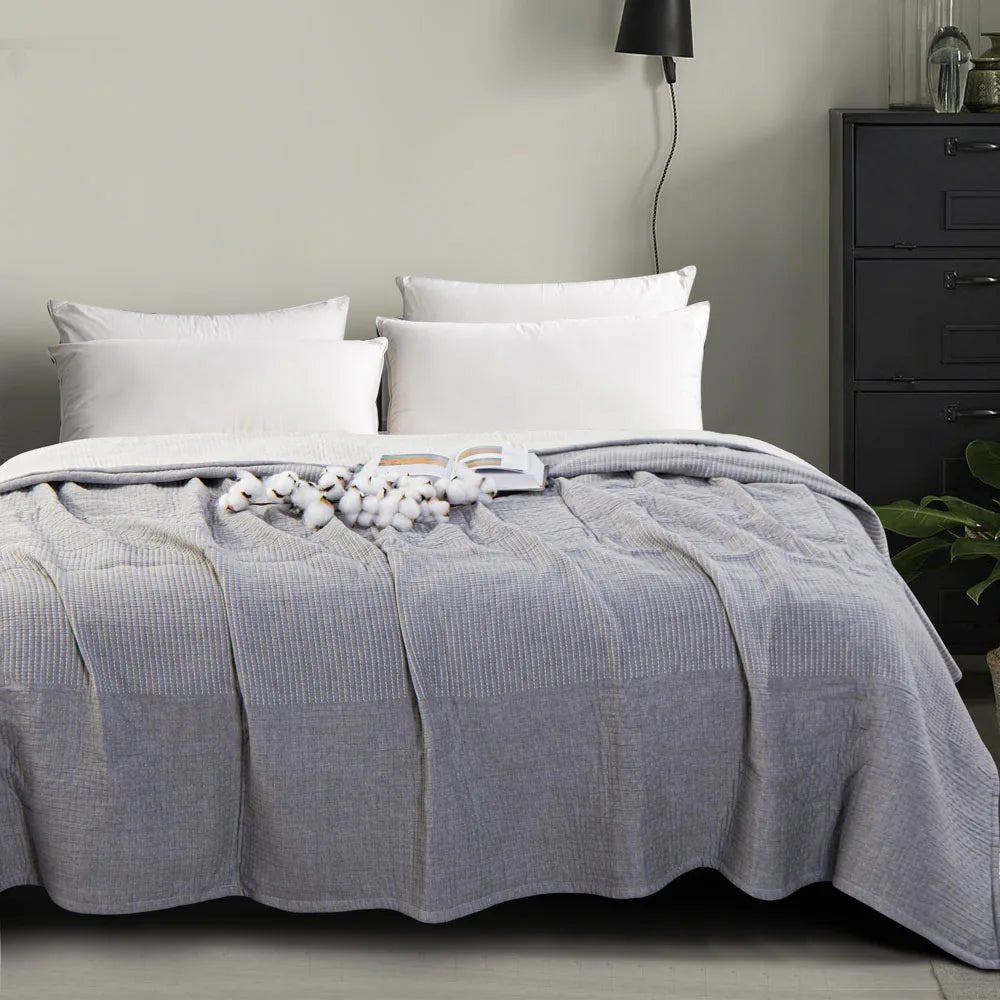 3 - Layer Cotton Muslin Bed Blanket - SomnusVeil