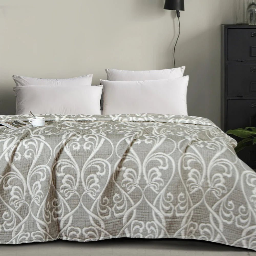 3 - Layer Cotton Muslin Bed Blanket - SomnusVeil