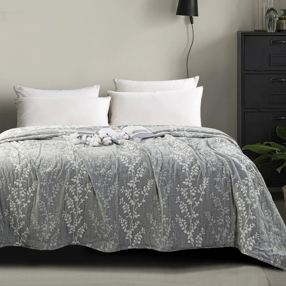 3 - Layer Cotton Muslin Bed Blanket - SomnusVeil