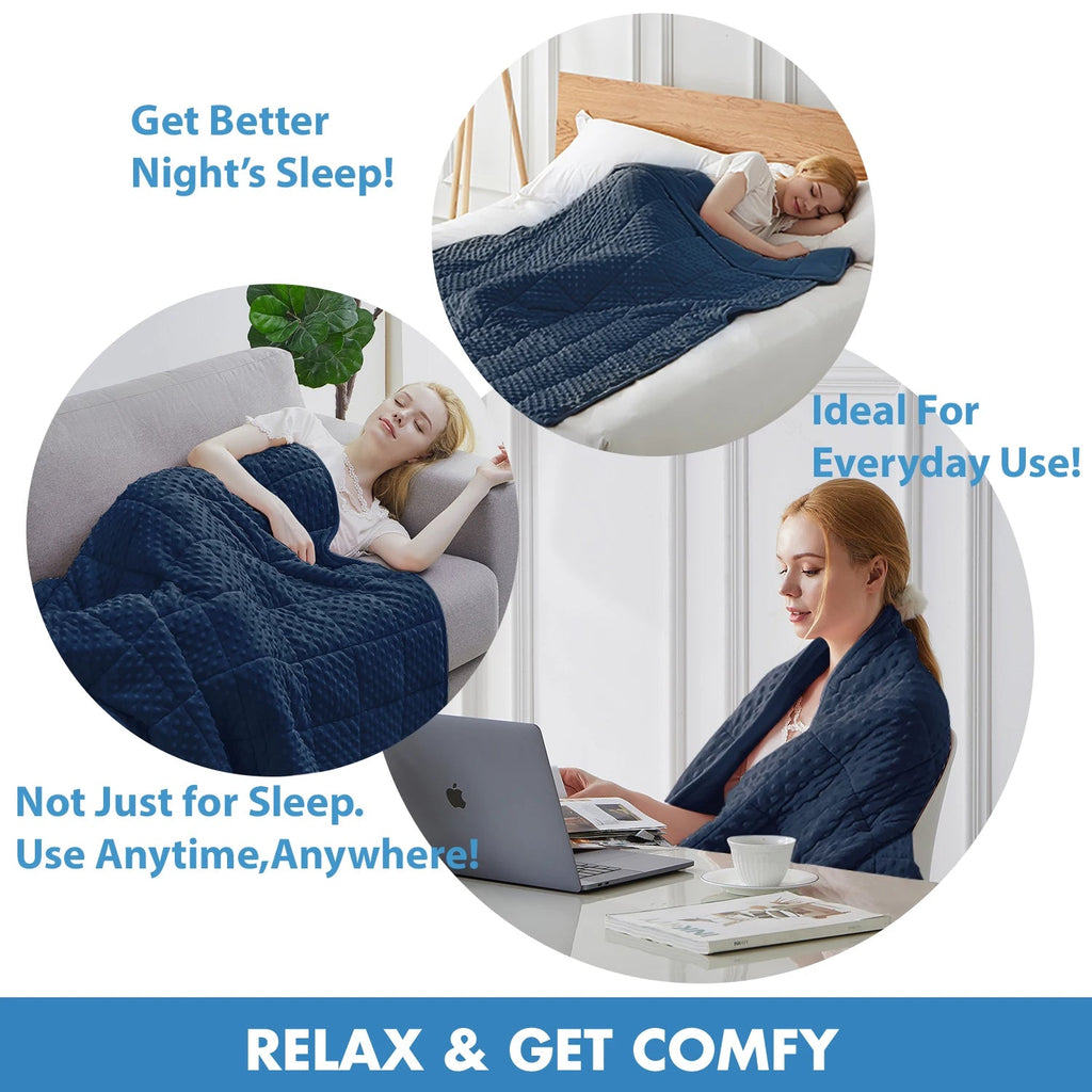 Navy Blue All Season Weighted Blanket - SomnusVeil